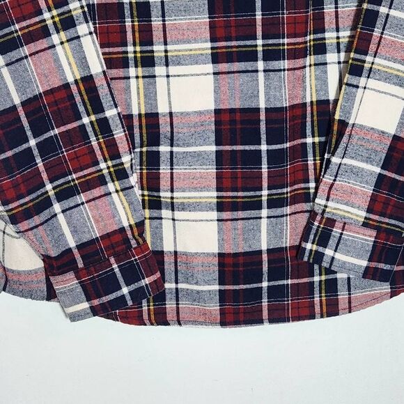 Weatherproof Vintage Red and Navy plaid Flannel Button Down Shirt Size XL - Picture 6 of 11